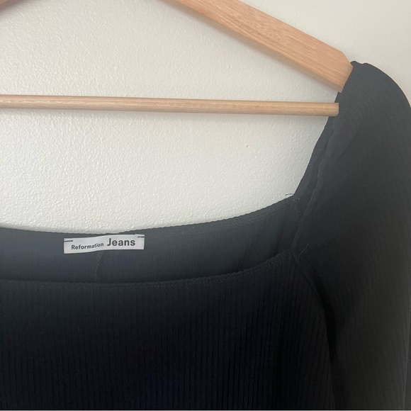 Reformation Gaia Black Bodysuit Long Sleeve Size Large - Picture 4 of 8
